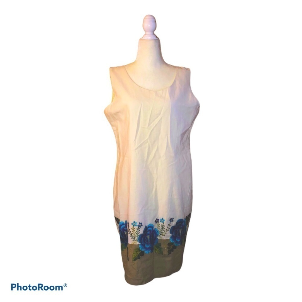 Embroidered Colorblock Sleeveless Sheath Dress Sz 12